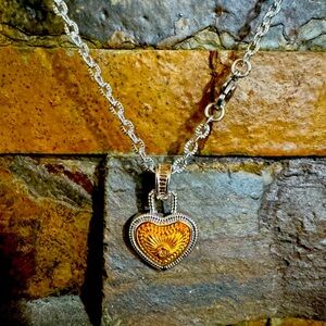 Diamonds International Two Tone Heart Pendant Silver
Tone Chain Necklace
